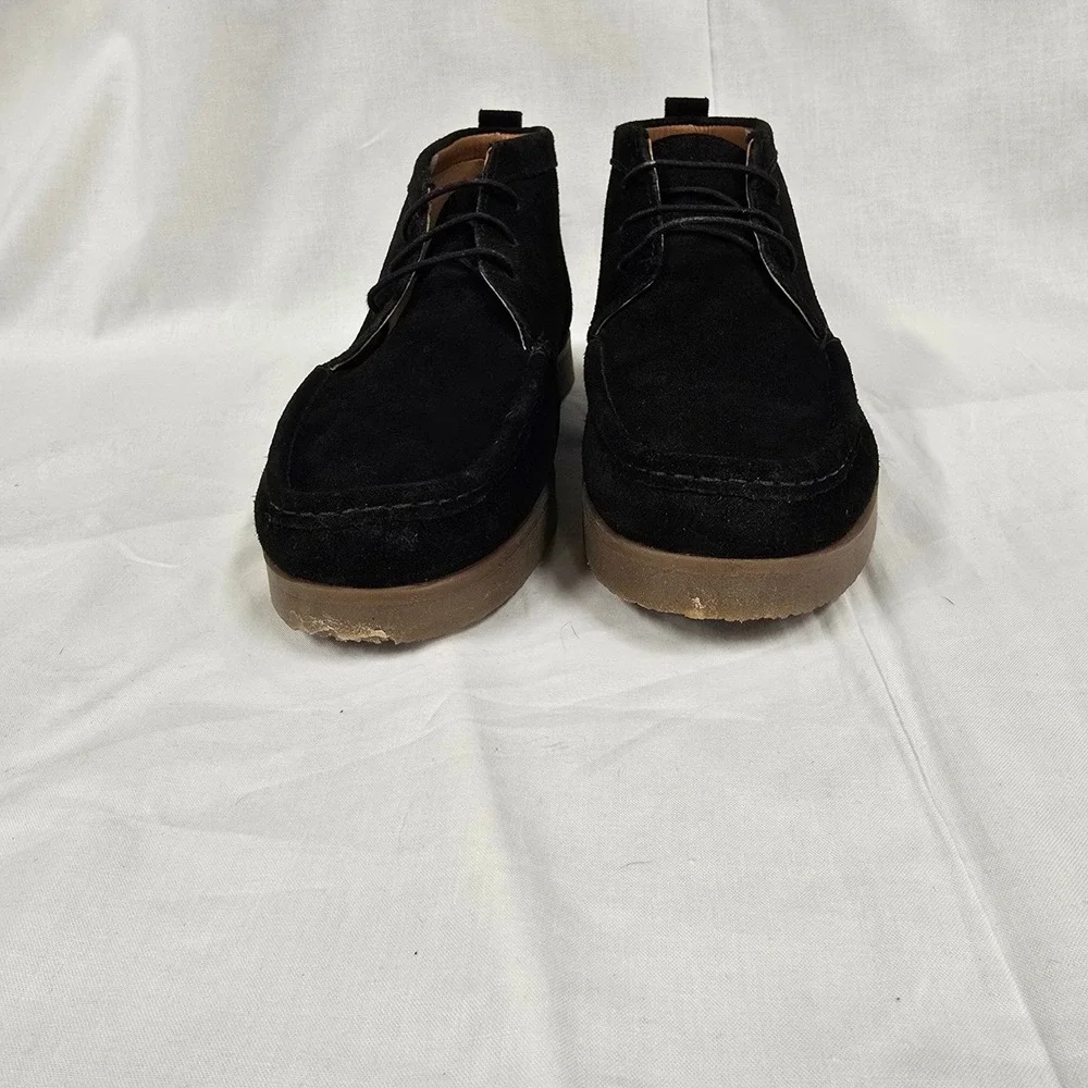 Find Mens Black Suede Chukka Boots Moc Toe Gum Crepe Sole Ankle Boots Lace Up